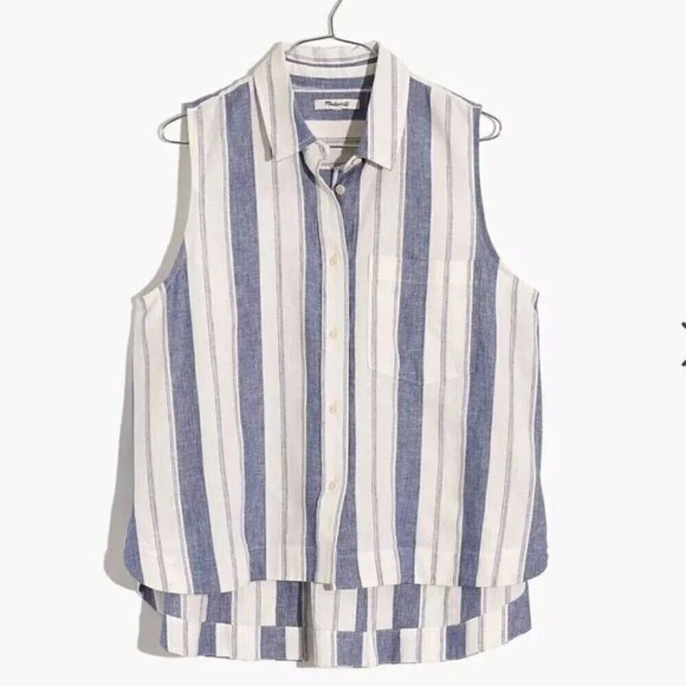 Madewell Striped Sleeveless Shirt Sz S ❤️ - Picture 1 of 6